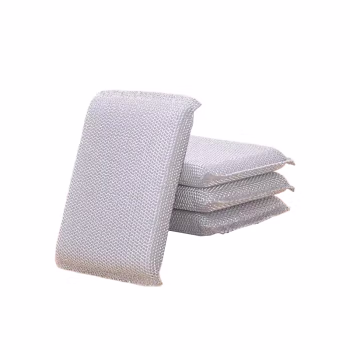 千里谷 QLG-QJQ-01 铝钛合金膜丙纶丝海绵清洁擦 4个 洗碗巾 (计价单位：包) 银色