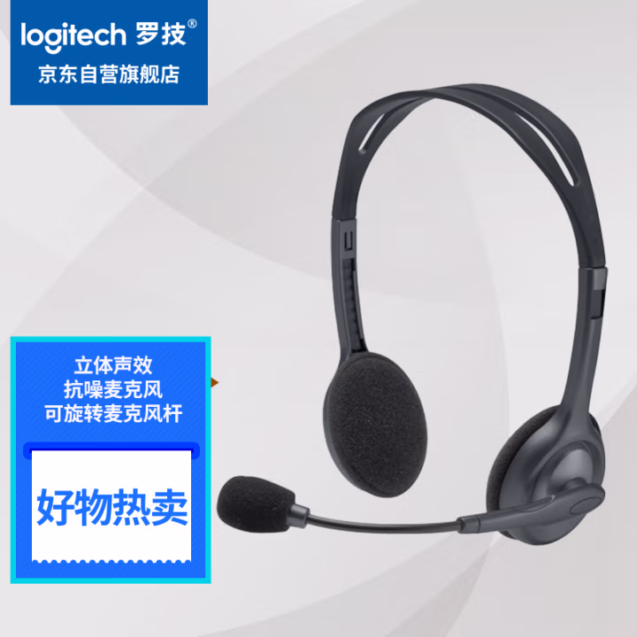 罗技(Logitech) H110 带麦克风 耳麦 (计价单位：个) 银色
