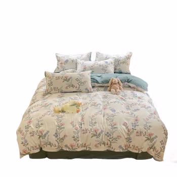 纺语柔 F1001 1.2m床 纯棉印花田园系列 床单被罩枕套三件套 (计价单位：套) 芳草集