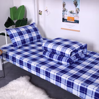 三极户外(Tri-Polar) TP2855 150*210cm 床单+被罩+枕套+热熔棉被芯+热熔棉褥子芯+枕芯 单人精梳棉40纱织 精梳棉活性印染斜纹 六件套 (计价单位：套) 蓝白格