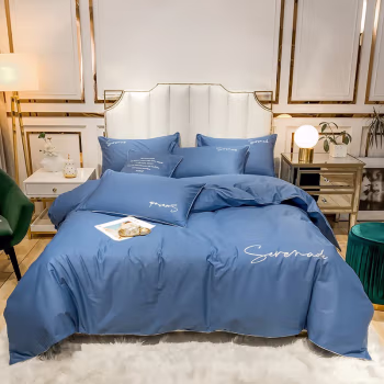 伊伊爱 T01900005 纯棉精密刺绣纯色系列 200*230cm 四件套 (计价单位：套) 宝石蓝