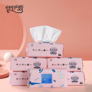 伊伊爱 M01900012 /200*200mm*60抽/包干湿洗脸巾60抽1包 面巾纸 (计价单位：包) 白色