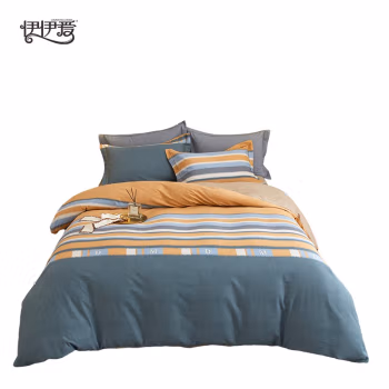 伊伊爱 TJ0HJC2201657 /200*230cm全棉磨毛条纹四件套 床上套件 (计价单位：套) 青春小调（绿）