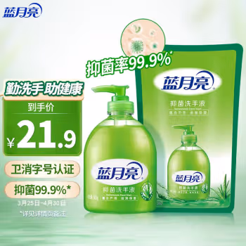 蓝月亮 芦荟抑菌 500g+500g袋补 洗手液 1.00 瓶/套 (计价单位：套) 绿色