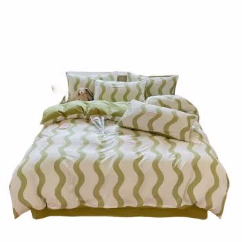 纺语柔 F1083 四件套 床上套件 (计价单位：套) 绿条纹
