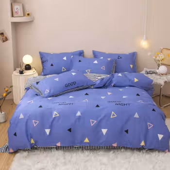 安居先森 C1373三件套 40支纱高支高密全棉印花单人床三件套 (计价单位：套) 蓝色