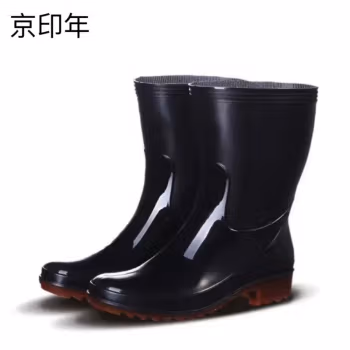 京印年 JYN-3 棉网布内里 中筒通用均码 雨鞋 (计价单位：双) 黑色