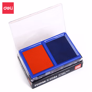 得力(deli) 9865 137*87mm 方形 双色 透明 快干 印台 (计价单位：个) 红蓝