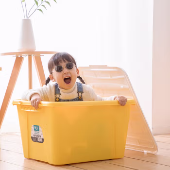 茶花(CHAHUA) 2899 62*47.5*35cm 68L 悦巧收纳箱 大号 塑料储物箱/收纳箱 (计价单位：个) 黄色