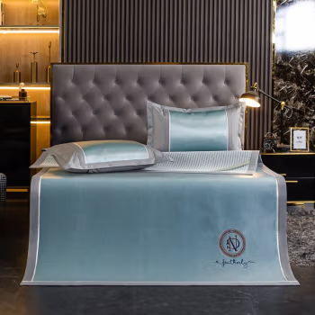 伊伊爱 XZ0AN02200018 /180*200cm撞色冰藤席赛尼尔凉席套件 凉席 (计价单位：件) 湖蓝