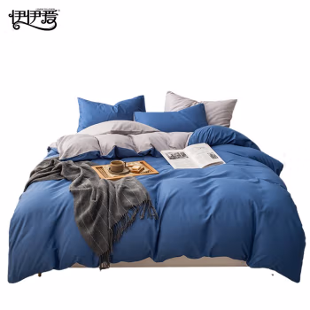 伊伊爱 TJ0JD02201640 /200*230cm 宿舍双拼纯棉四件套 (计价单位：套) 深海蓝+浅灰系列