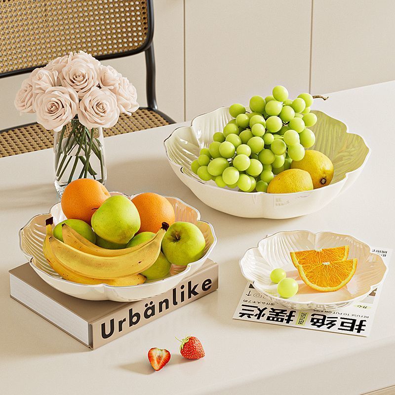  果盘 高颜值  中号  尺寸：20cm*20cm*4cm 奶油白  2个装  单位：个