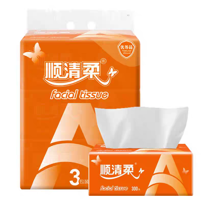 顺清柔 抽纸 3层100抽（300张） 3包/提