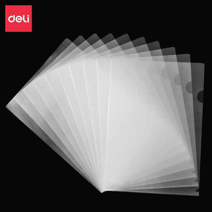 得力（deli）A4文件套透明文件袋单页夹单片夹资料夹票据收纳加厚二页式快递袋磨砂光面镜面插页袋 【加厚文件袋】10只 透明款 5706               
