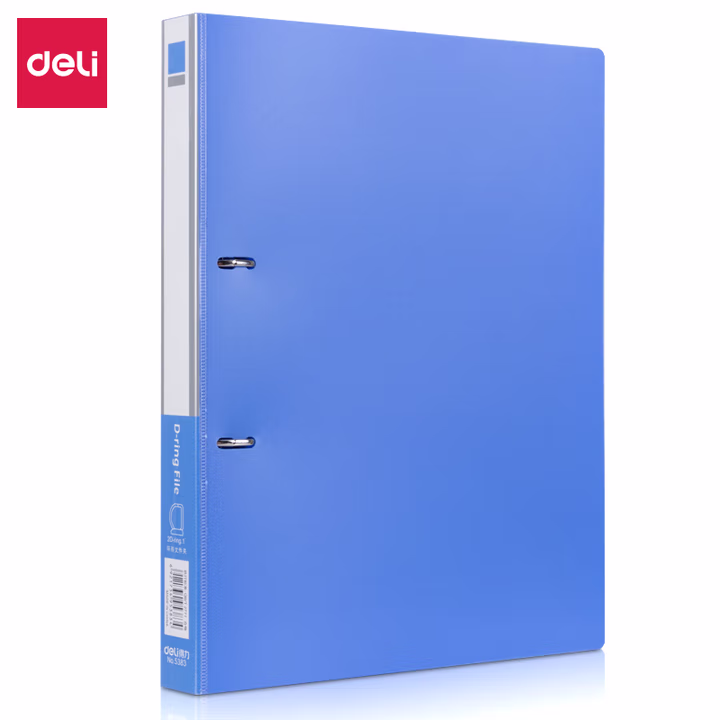 得力（deli）5383 A4两孔D型文件夹 活页打孔文件夹资料夹子 文件收纳办公用品 蓝色单只装HY               
