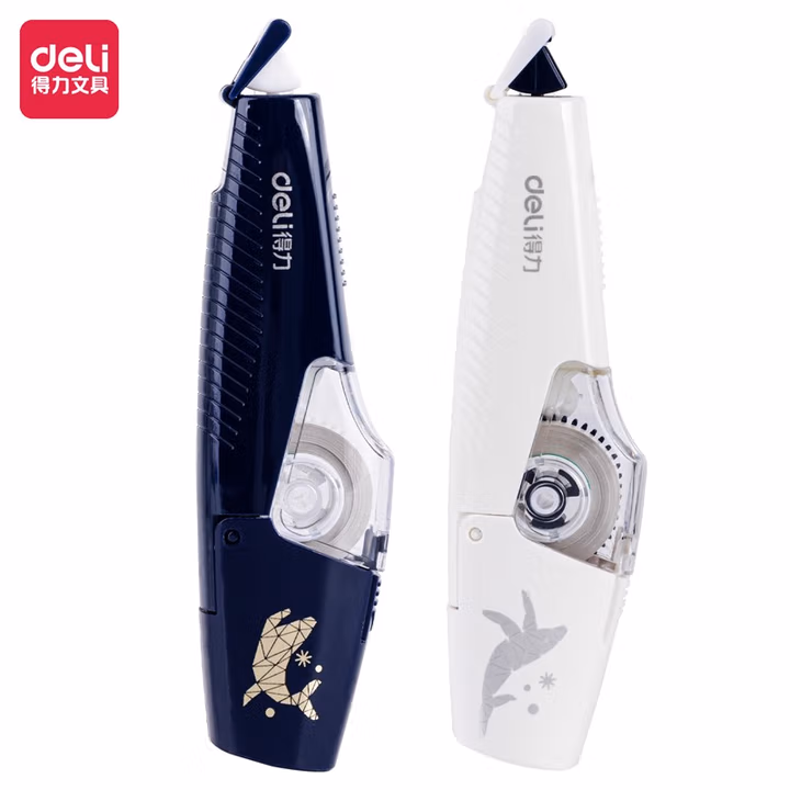 得力（deli） 修正带可换替芯改正带学生用小型便携迷你彩色卡通图案涂改带大容量改正带实惠装 71497单个装颜色随机               