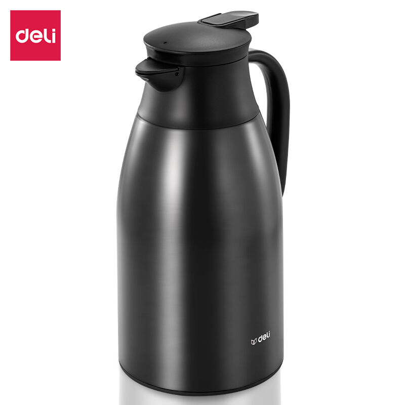 得力 LL104  保温壶 玻璃镀铜内胆  1.6L (黑)( 个 )